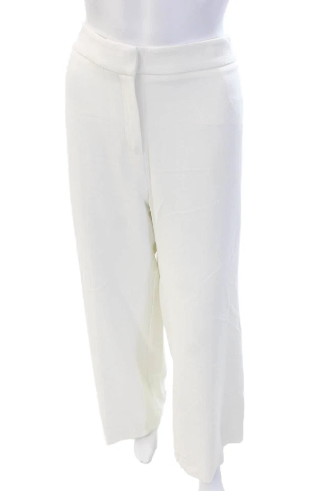 Calça Nanette Nanette Lepore feminina com zíper cintura alta perna larga branca tamanho 10 - Imagem 1 de 4