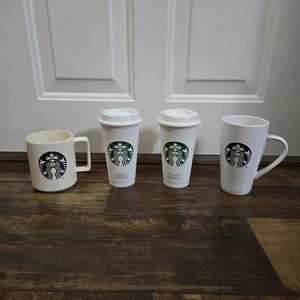 Starbucks Lote De 4 Tazas De Café Varios Tamaños Tazas Reutilizables Con Tapas Plástico - Imagen 1 de 12