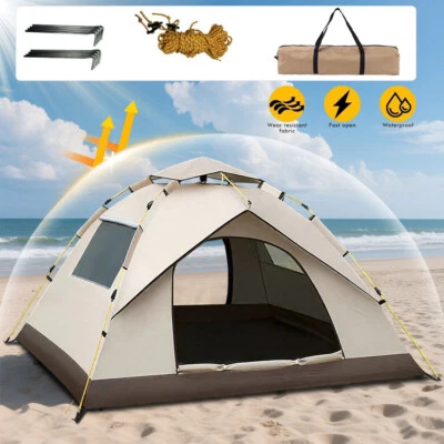 4Personen Campingzelt Automatisches Pop-up Zelt mit Glasfaserstöbeln wasserdicht - Bild 1 von 4