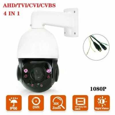 Telecamera IP a cupola di sicurezza 1080P 30X Zoom 2MP AHD/TVI/CVI/CVBS 4 in 1 PTZ IP66 CCTV - Immagine 1 di 4