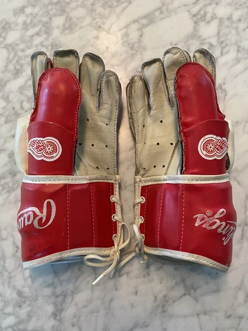 Rawlings NHL V103 Detroit Red Wings Hockey Gloves Vintage Vtg Rare Gordie Howe Cover
