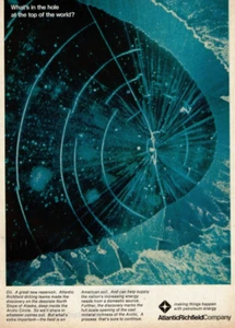 1968 Vintage Print Ad What's in the hole at the top of world Atlantic Richfield - Picture 1 of 2
