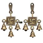 Swastik Design Bell Pair 6 Inches And 400G Antique Brass Hanging Bells For Pooja