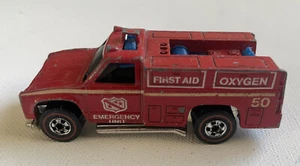Vintage Hot Wheels Redline Emergency Unit 50 Red Fire Truck 1974 Hong Kong - Picture 1 of 6
