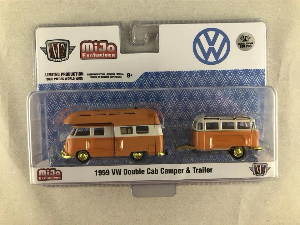 M2 Machines MiJo Exclusive 1959 VW Double Cab Camper & Trailer Chase 250 - Image 1 of 1