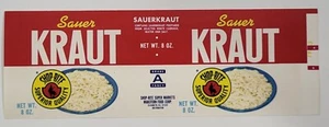 LABEL Can Sauer Kraut Shop Rite Super Markets Elizabeth New Jersey - Picture 1 of 1