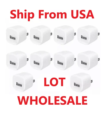 Lot OF White 1A USB Power Adapter AC Home Wall Charger Plug FOR iPhone 5 6 7 8 X - Image 1 of 2