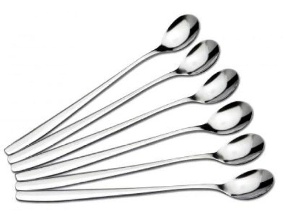 6 x Longdrinklöffel Latte Macchiato Eislöffel Joghurtlöffel lange Löffel  - Bild 1 von 3