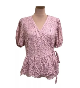 ASOS Lipsy Blouse Size US 14 Blush Pink Floral Lace - Picture 1 of 10
