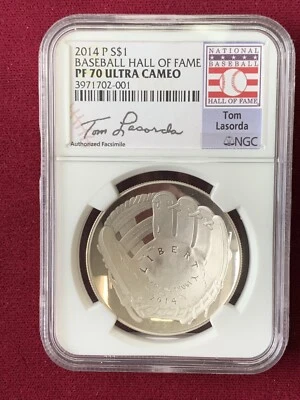 2014 Baseball Hall of Fame Dollar NGC PF70 UC "Tom Lasorda" Facsimile Signature - Image 1 of 2