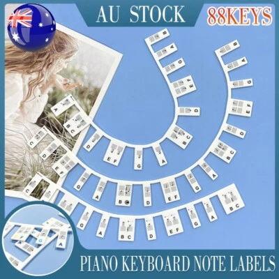 Removable Piano Keyboard Note Labels Reusable Silicone Stickers 88 Keys AU Stock - image 1 of 4