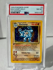 1999 Pokemon Machamp Holo Base Set 1st Edition 8/102 PSA 8 - Picture 1 of 1