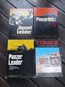 World War II Avalon Hill Board Game Lot Tobruk Panzer Leader Squad Blitz X4