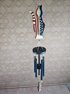 U.S.A - American Flag Themed - CAT - Wind Chimes - Red White Blue Kitty - Stars - Picture 1 of 7