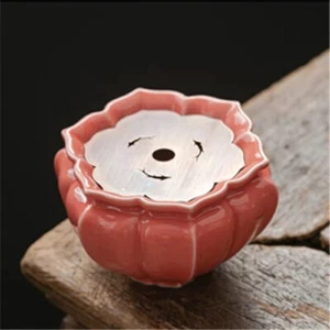 porcelain holder for tea pot water reservoir pot mat lotus design copper filter - Picture 1 of 14