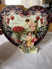 Antique Victorian Fold Out Valentine Card Angel Cupid Rare Beautiful 