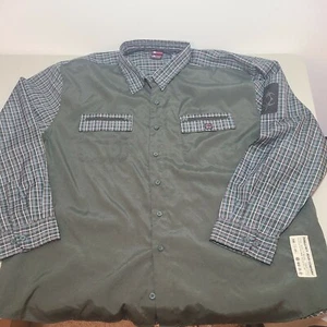 VTG BugleBoy Jean Company Green Plaid Raglan Style Button Down L/S Shirt Men 2XL - Picture 1 of 7
