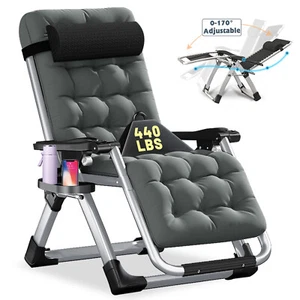MOPHOTO Zero Gravity Chair Recliner Lounge Chair W/Cup Holder+Headrest+Mat - Picture 1 of 63