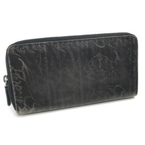 BERLUTI Zip Around Calligraphy Venetian Leather Long Wallet Dark Brown - Picture 1 of 12