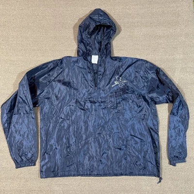 Windbreaker Hoodie Drawstring Polyester Kangaroo Pocket Blue One Size [M501] - Image 1 of 4