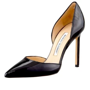 Manolo Blahnik Tayler d'Orsay décolleté BB pelle verniciata tacco a spillo 36 - Foto 1 di 13