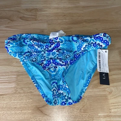 Parte inferior de bikini floral azul aguamarina con bandas hipster de La Blanca para mujer talla 4 Foto 1 de 4