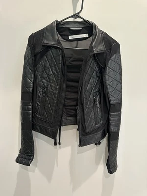 Chaqueta de Moto Blanc Noir Negra Acolchada Malla Cuero Estilo Motociclista Venta al por menor $279 Talla M Foto 1 de 2