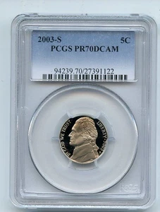 2003 S 5C Jefferson Nickel PCGS PR70DCAM - Picture 1 of 1