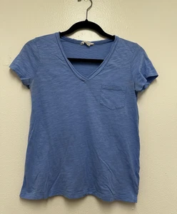 Caslon T-shirt donna scollo a V blu tasca cotone modal taglia XS -Macchia - Foto 1 di 9