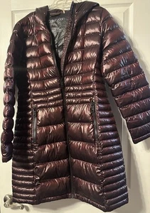 Calvin Klein Womens Packable Lightweight Premium Down Puffer Jacket Sz L Maroon - Picture 1 of 3