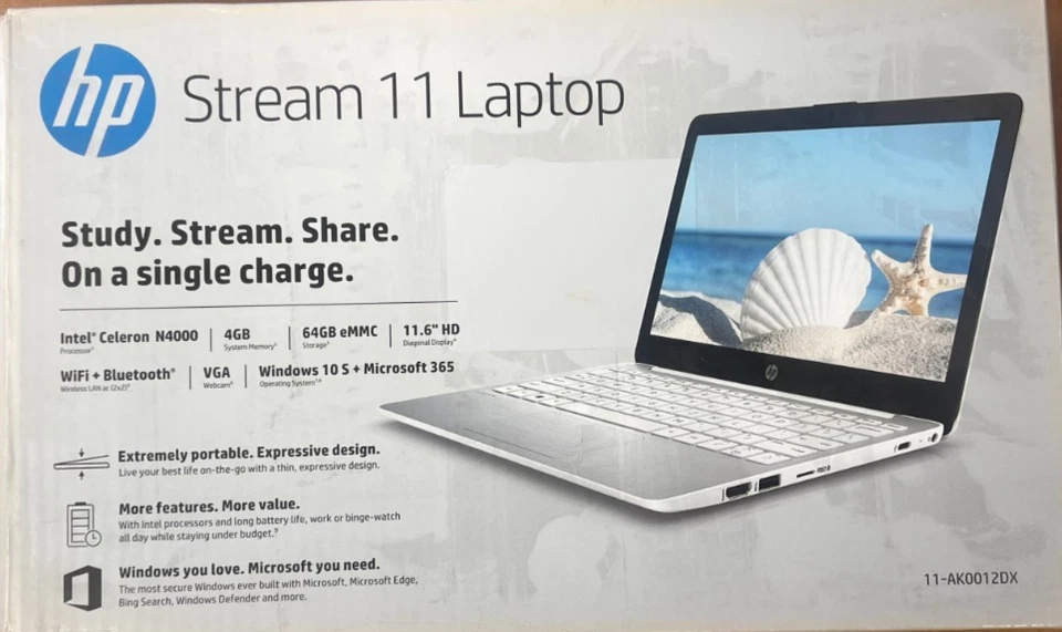 HP - Stream 11.6" Laptop - Intel Celeron - 4GB  - 64GB 11-ak0012dx - Image 1 of 3