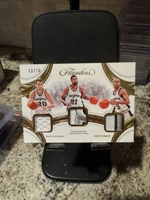 PARCHE DORADO TIM DUNCAN TONY PARKER GINOBILI 2024-25 IMPECABLE TRIPLE USADO EN JUEGOS/10 Foto 1 de 2