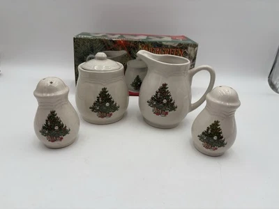Juego de servir Navidad Evergreen de colección crema azúcar sal pimienta agitadores Foto 1 de 4