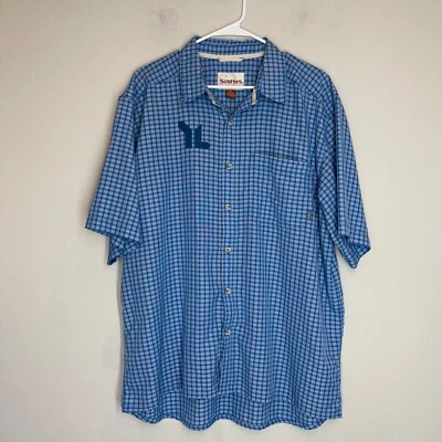Simms Button Up Shirt Men's Size XL Blue Check Short Sleeve Fishing Outdoor - Image 1 of 4