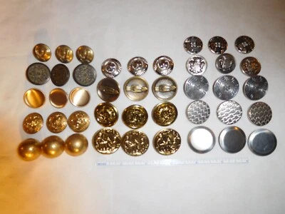 14 Triples Vintage 13/16 to 1-1/8"  Brass,Silver Color Stylish Metal Button Lot - Image 1 of 4