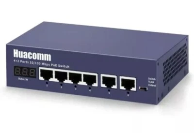 Huacomm 6-Port 10/100Mbps PoE Switch with 4 PoE Ethernet Ports - Image 1 of 4