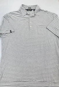 Polo Golf Ralph Lauren Mens Gray White Striped Short Sleeve Polo Shirt Size XL - Picture 1 of 10