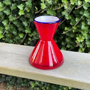 Jarrón interior vintage soplado a mano rojo azul blanco de 5 - Imagen 1 de 5