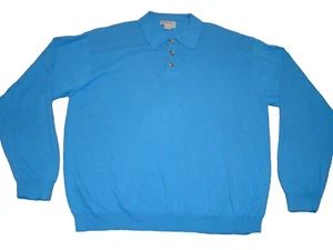 Vintage AKA Eddie Bauer Mens Size 3XL 2XL Cotton Long Sleeve Henley Blue Sweater - Picture 1 of 5