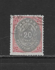 DENMARK 31 USED F/VF - 1875 20o ROSE & GRAY ISSUE - NUMERAL OF VALUE - Picture 1 of 2