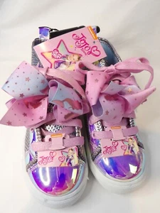 JoJo Siwa Hightop Sneaker Iridescent/Large Pink Bows Youth Size ,1,3 - Picture 1 of 6