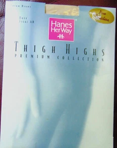 Hanes Her Way Vintage Thigh High Premium Collection Nylons Buff sz AB New - Picture 1 of 4