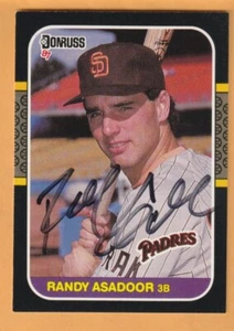 Randy Asadoor San Diego Padres AUTO Firmado 1987 Donruss Fresno State Bulldogs - Imagen 1 de 2