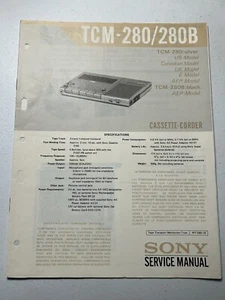 Sony TCM-280 TCM-280B Casete-Grabadora Cinta Cubierta Servicio Manual OEM Vintage - Imagen 1 de 4