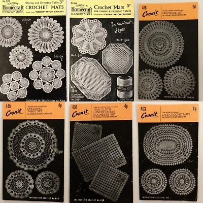 Cronit Homecraft Lace Luncheon Table Crochet Mats Multi Size Set 6 Patterns Rare - Image 1 of 4