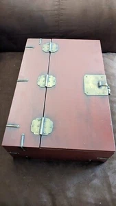 Antique Chinese Document Box Wedding Box Brass Hardware Lined Rice Paper. - Picture 1 of 10