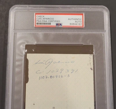 Rare 1988 LUIS APARICIO Signed HARTLAND PLASTICS Endorsement Check-WHITE SOX-PSA - Image 1 of 4