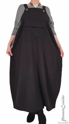 PoCo LAGENLOOK Ballon-Kleid Latz-Träger Long XL-XXL-XXXL 46 48 50 52 54  schwarz - Bild 1 von 4