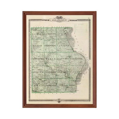 Old Map of Alamakee County, IA 1875 - Vintage Iowa Art - Image 1 of 4