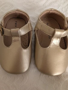 Felix & Floral Size 140 6 - 7 US Toddler Gold Mary Jane Shoes  - Picture 1 of 4